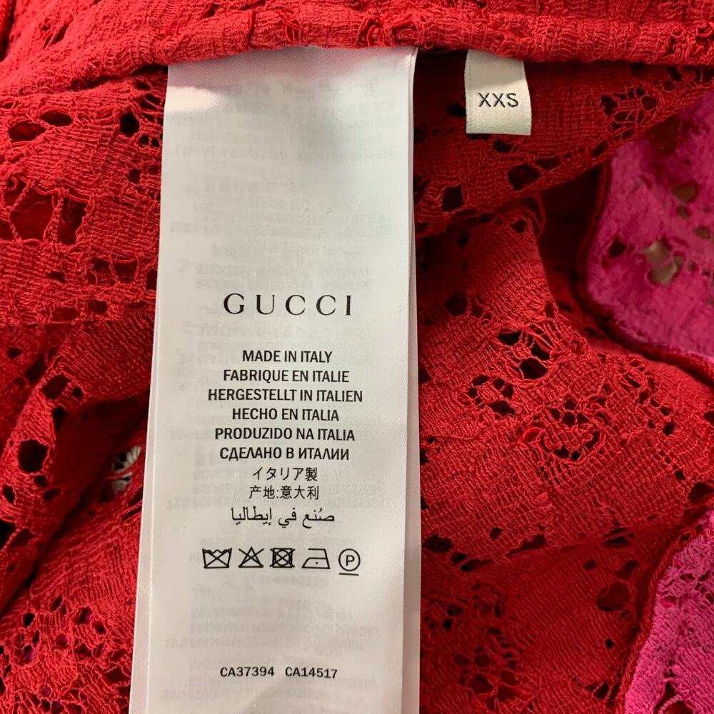 GUCCI Size XXS Red Pink Viscose Color Block Jacket - Picture 6 of 7